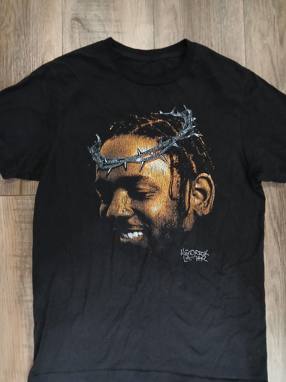 Black Graphic Crew Neck T-Shirt with Kendrick Lamar Design